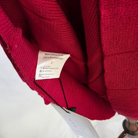 Long Sleeve Ribbed Knit Crew Neck Pleated Sweater Dresses Size Large - Picture 7 of 9